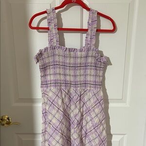 Boston Proper Purple and White Plaid Dress
